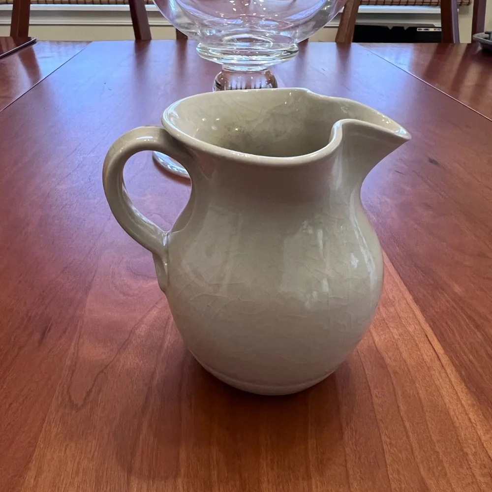 VTG Simon Pearce Belmont Pottery Small Creamer Crackle Ivory